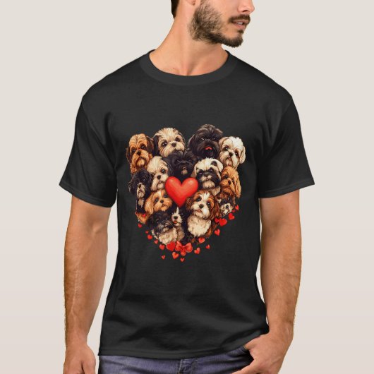 Shih Tzu Heart-shaped Cute Shih Tzu Valentines Day Tシャツ (正面)