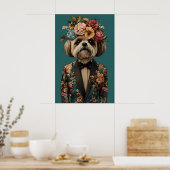 Shih Tzu In Suit Poster, Shih Tzu Portrait, Shih ポスター (キッチン)