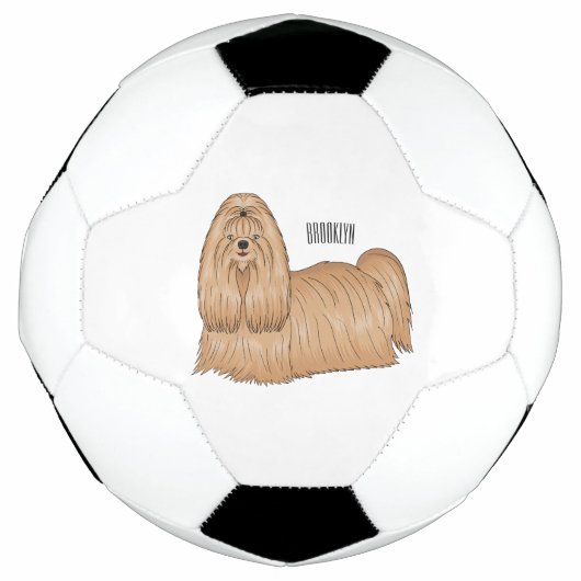 Shih tzu long hair dog cartoon illustration サッカーボール (正面)