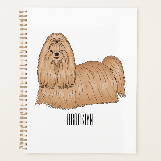 Shih tzu long hair dog cartoon illustration プランナー手帳 (正面)