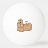Shih tzu long hair dog cartoon illustration 卓球ボール (裏面)