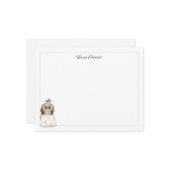 Shih Tzu Long Hair Gray Border Personalized ノートカード (正面/裏面インサイチュ)