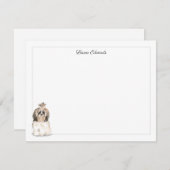 Shih Tzu Long Hair Gray Border Personalized ノートカード (正面/裏面)