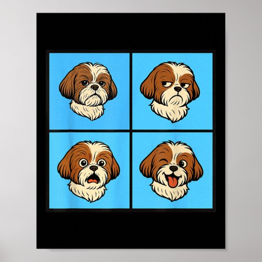 Shih Tzu Mood Attitude Halloween Faces  ポスター (正面)