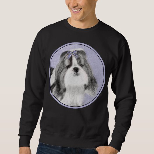 Shih Tzu Painting - Cute Original Dog Art スウェットシャツ (正面)