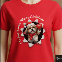 Shih Tzu Puppy Christmas Heart Scarf