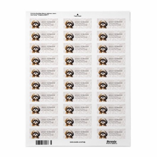 Shih Tzu Return Address Labels ラベル (フルシート)
