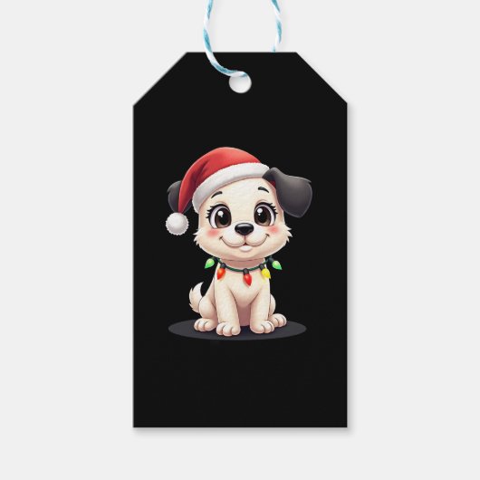 Shih Tzu Santa Christmas Tree Lights Xmas Dog Love ギフトタグ (正面)