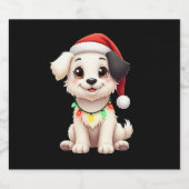 Shih Tzu Santa Christmas Tree Lights Xmas Dog Love スパークリングワインラベル (シングルラベル)