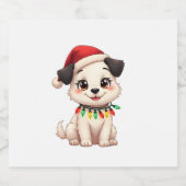 Shih Tzu Santa Christmas Tree Lights Xmas Dog Love スパークリングワインラベル (シングルラベル)