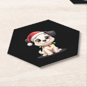 Shih Tzu Santa Christmas Tree Lights Xmas Dog Love ペーパーコースター (アングル)