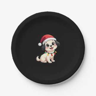 Shih Tzu Santa Christmas Tree Lights Xmas Dog Love ペーパープレート