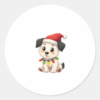 Shih Tzu Santa Christmas Tree Lights Xmas Dog Love ラウンドシール