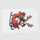 Shih Tzu Santa�s Sleigh Ride ゴルフタオル (横)