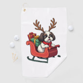 Shih Tzu Santa�s Sleigh Ride ゴルフタオル (インサイチュ)