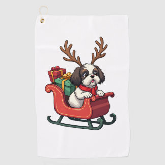 Shih Tzu Santa�s Sleigh Ride ゴルフタオル