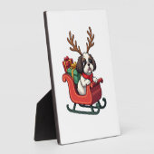 Shih Tzu Santa's Sleigh Ride フォトプラーク (側面)