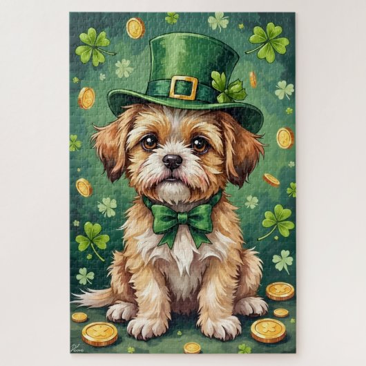 Shih Tzu St Patrick’s Day Cute Lucky Dog ジグソーパズル (縦)