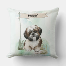 Shih Tzu Watercolor Personalized Dog クッション
