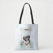 Shih Tzu Watercolor Personalized Dog トートバッグ (正面)