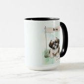 Shih Tzu Watercolor Personalized Dog マグカップ (正面右)