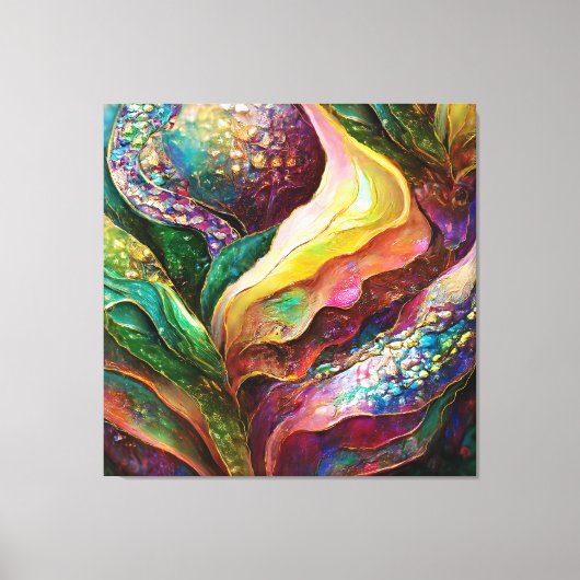 Shiming金ゴールドと抽象芸術質感 キャンバスプリント (正面)