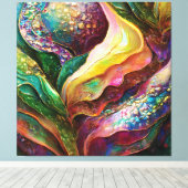 Shiming金ゴールドと抽象芸術質感 キャンバスプリント (インサイチュ (ウッドフロア))