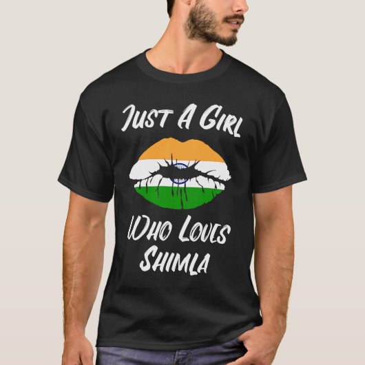 Shimla lips mouth love Indian flag Tシャツ (正面)