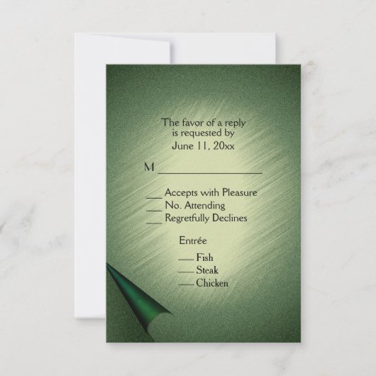 Shimling Green RSVPカード（メニュー付） 出欠カード (正面)