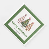 Shimmer Christmas Tree Leopard Print Dinner Napkin (コーナー)