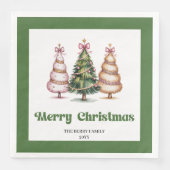 Shimmer Christmas Tree Leopard Print Dinner Napkin (正面)