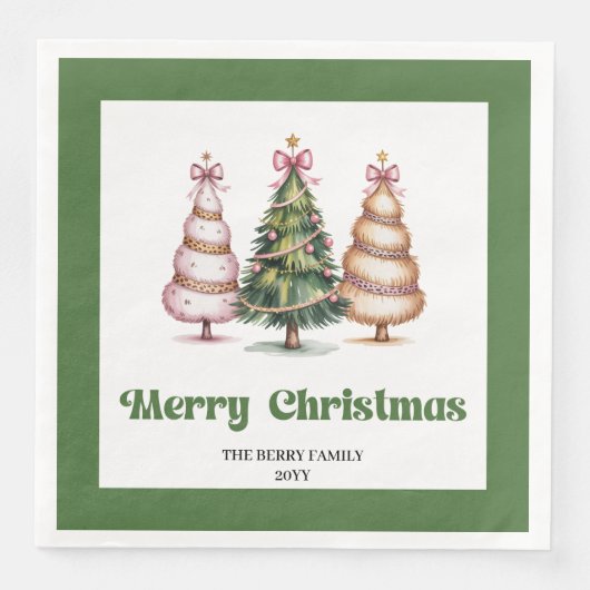 Shimmer Christmas Tree Leopard Print Dinner Napkin (正面)