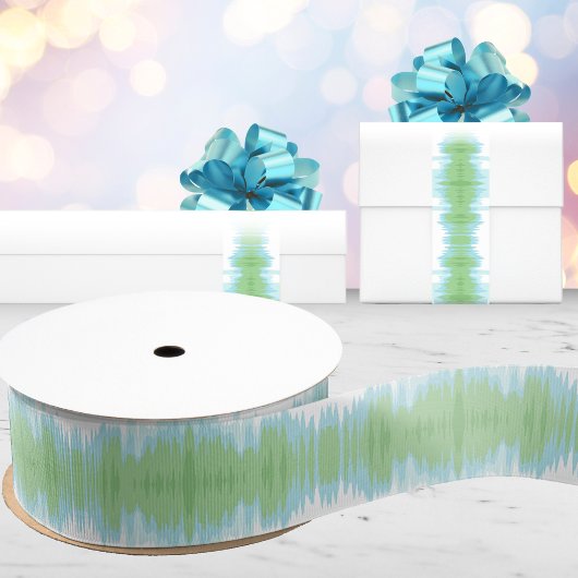 Shimmer Ikat in Green and Aqua グログランリボン