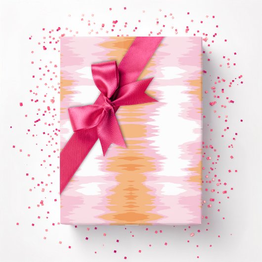 Shimmer Ikat in Pink and Orange ラッピングペーパー
