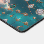 Shimmering Aquamarine Diamond Celestial Moon デスクマット (コーナー)