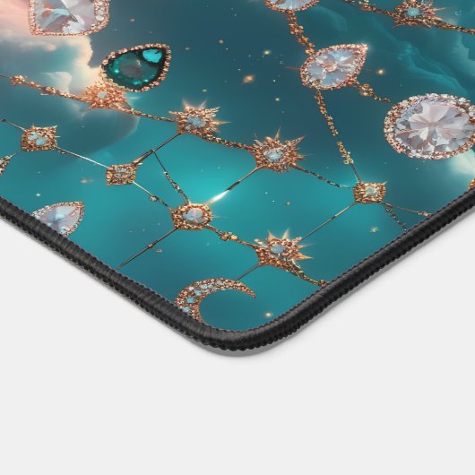 Shimmering Aquamarine Diamond Celestial Moon デスクマット (コーナー)