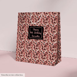 Shimmering Birthday Gift Bag Elegant Rose Gold  ミディアムペーパーバッグ