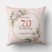Shimmering Dusty Pink Boho Pillow 70th Birthday   クッション (裏面)