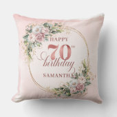 Shimmering Dusty Pink Boho Pillow 70th Birthday   クッション (正面)