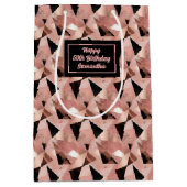 Shimmering Gift Bag Trendy Rose Gold and Black ミディアムペーパーバッグ (正面)