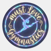 Shimmering Gold Script Must Love Gymnastics ラウンドシール (正面)