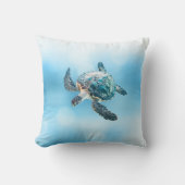 Shimmering Turquoise Sea Turtle | Coastal クッション (正面)