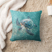 Shimmering Turquoise Sea Turtle | Coastal クッション (ブランケット)