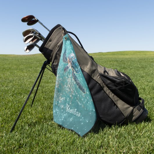 Shimmering Turquoise Sea Turtle | Coastal ゴルフタオル (グリーン)