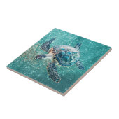Shimmering Turquoise Sea Turtle | Coastal タイル (側面)