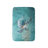 Shimmering Turquoise Sea Turtle | Coastal バスマット (正面縦)