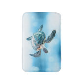 Shimmering Turquoise Sea Turtle | Coastal バスマット (正面縦)