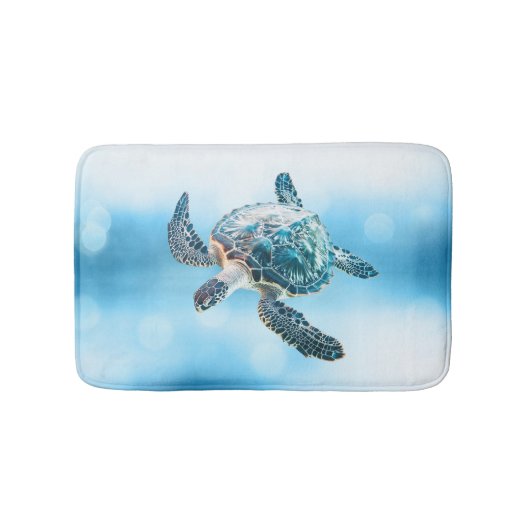 Shimmering Turquoise Sea Turtle | Coastal バスマット (正面)