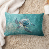 Shimmering Turquoise Sea Turtle | Coastal ランバークッション (ブランケット)