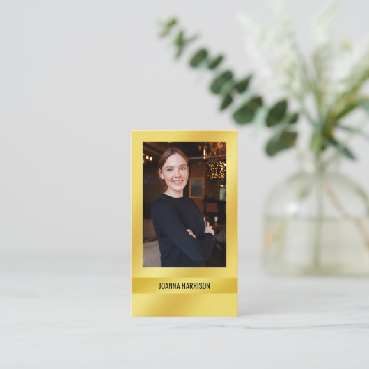 Shimmeryエレガントモダン金ゴールドバンドの背景画像 名刺 (スタンド正面)